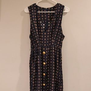 Vintage Navy Blue Dress with Pattern
